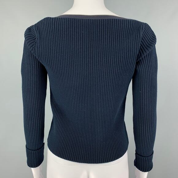 ALEXANDER WANG Size XS Navy Cotton Blend Ribbed Pullover - Picture 4 of 6